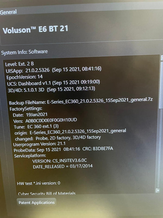 GE Voluson E6 BT21 4D Ultrasound Machine w/ HD Live - Demo Screen